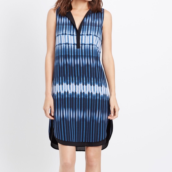 NEW Vince blue tie die Vneck dress - Picture 1 of 7